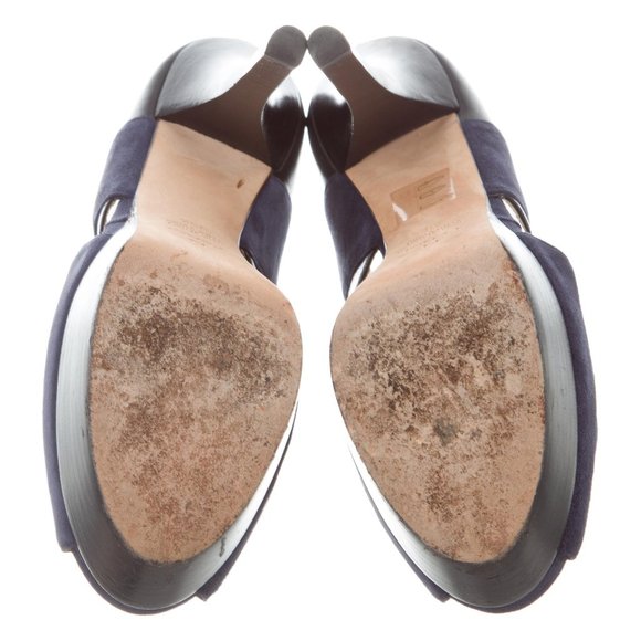 Fendi Blue suede platform with black leather 9.5 - Picture 5 of 5